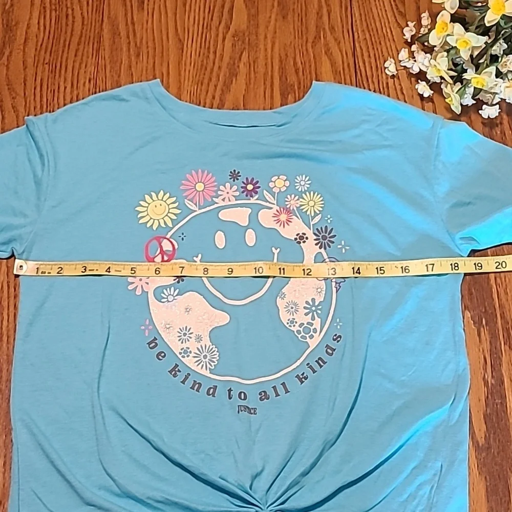 Justice Be Kind Tie Front Shirt - Girls Large